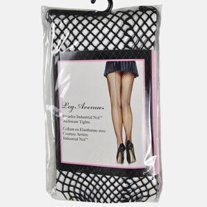 NWT Leg Avenue Fishnet Tights One Size Black Back Seam  Pantyhose Lingerie Sexy